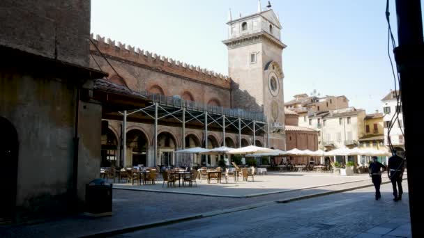 Mantua Italia Vista Plaza Erbe Torre Del Reloj — Vídeos de Stock