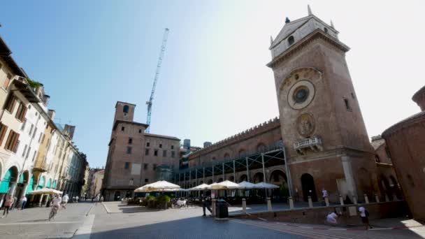 Mantua Italien Blick Auf Den Uhrturm Von Orologio — Stockvideo
