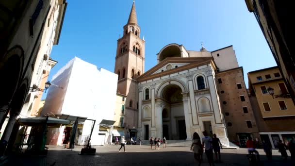 Mantua Italië Belangrijkste Gevel Van Basiliek Van Sint Andrea Kerk — Stockvideo