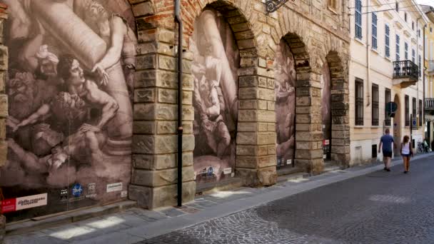 Mantua Italia Las Arcadas Calle Pescheria — Vídeo de stock