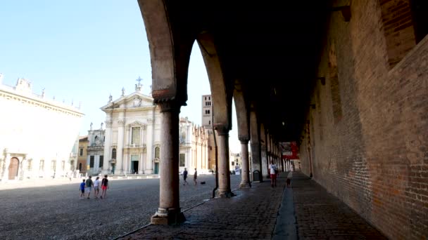 Mantua Italien Blick Auf Den Sordello Platz Von Den Arkaden — Stockvideo