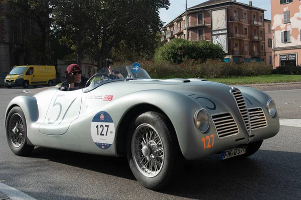 Piacenza, İtalya, 1000 Miglia tarihi yarış arabası, Healey 2400 Silverstone 1950