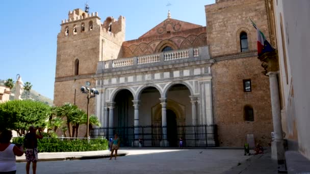 Monreale Itália Principal Fachada Catedral — Vídeo de Stock