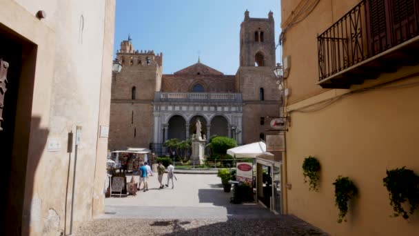 Monreale Itália Vista Rua Alighieri Catedral Segundo Plano — Vídeo de Stock