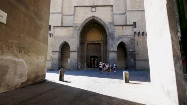 Neapol Itálie Hlavní Vchod Kostela Svatého Chiary — Stock video