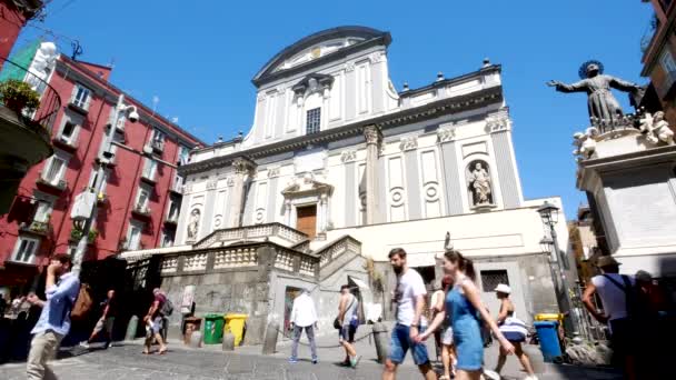Неаполь Италия Фасад Базилики Святого Паоло Маджоре — стоковое видео
