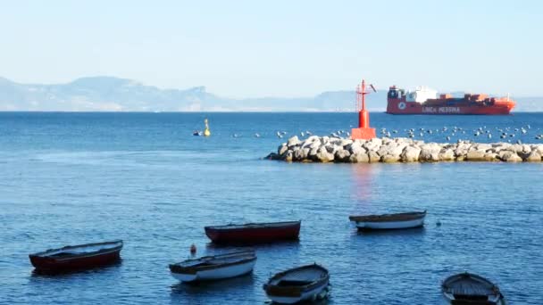 Neapel Italien Landskap Båtarna Viken — Stockvideo