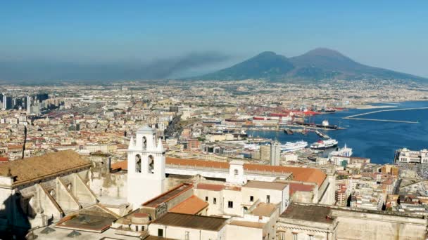 Neapel Italien Landskap Staden Och Bukten Från Belvedere — Stockvideo