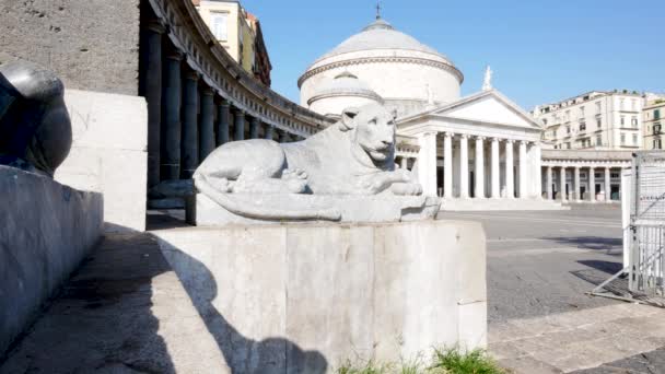 Neapel Italien Lyon Statyn Plebiscito Torget — Stockvideo