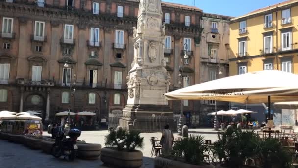 Neapel Italien Pfanne Auf Dem Platz San Domenico Maggiore — Stockvideo