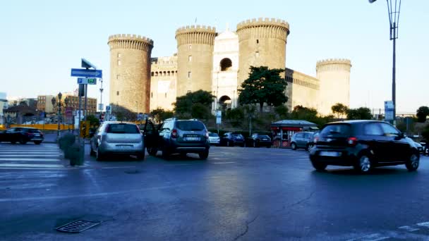 Nápoles Italia Vista Del Castillo Maschio Angioino — Vídeos de Stock
