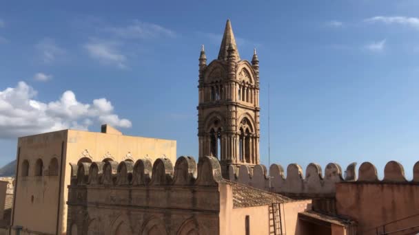 Palermo Italië Uitzicht Klokkentoren Van Kathedraal — Stockvideo