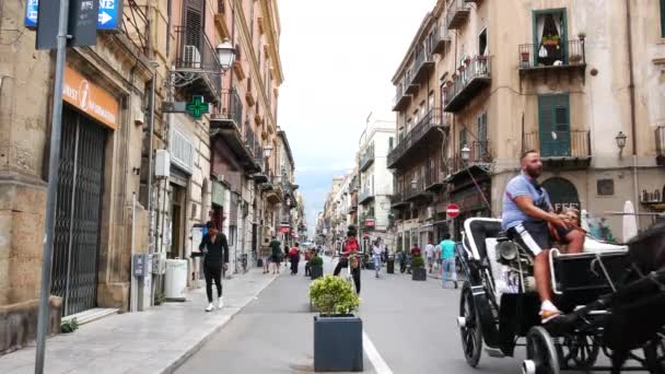 Palermo Italia Gente Calle Principal Maqueda — Vídeo de stock