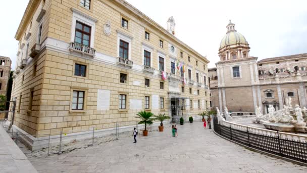 Palermo Italia Palacio Las Águilas Ayuntamiento — Vídeos de Stock