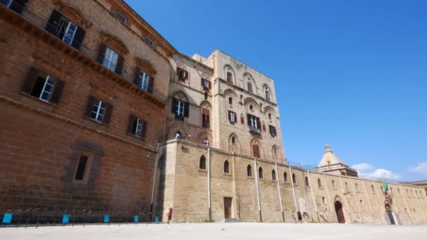 Palermo Italien Över Den Kungliga Eller Normandiska Palatsets Huvudfasad — Stockvideo