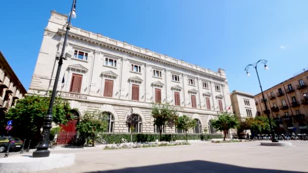 Palermo Italien Över Borsa Torget Och Hotellet Bakgrunden — Stockvideo