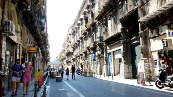 Palermo Italia Gente Caminando Por Calle Comercial Moqueda — Vídeos de Stock