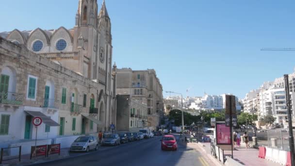 Sliema Malta Verkeer Tower Road — Stockvideo