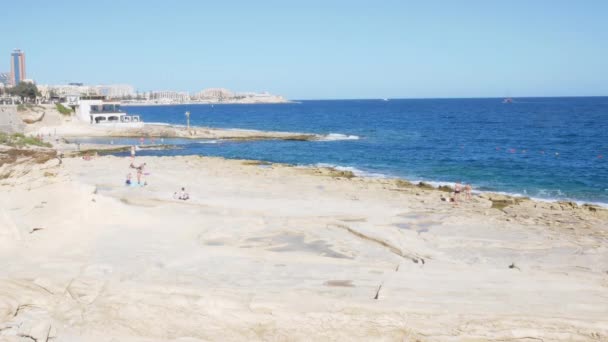 Sliema Malta Vista Playa Los Exiliados — Vídeos de Stock