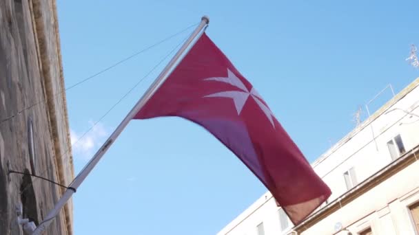 Valeta Malta Soberana Orden Militar Malta Bandera Viento — Vídeos de Stock