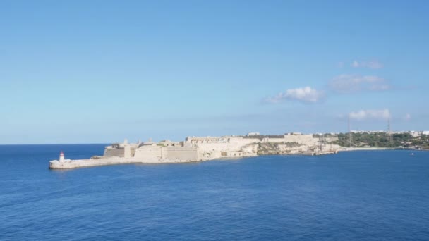 Valletta Malta Landschaft Der Ricasoli East Wellenbrecher — Stockvideo