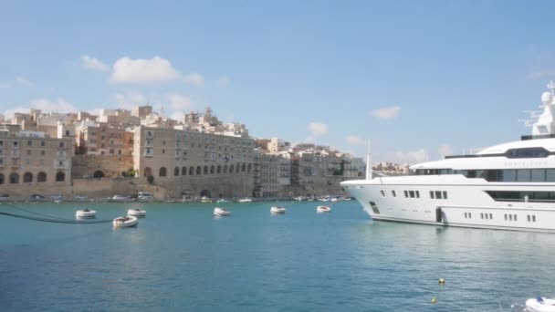 Senglea Malta Skyline Van Saint Angel Fort — Stockvideo