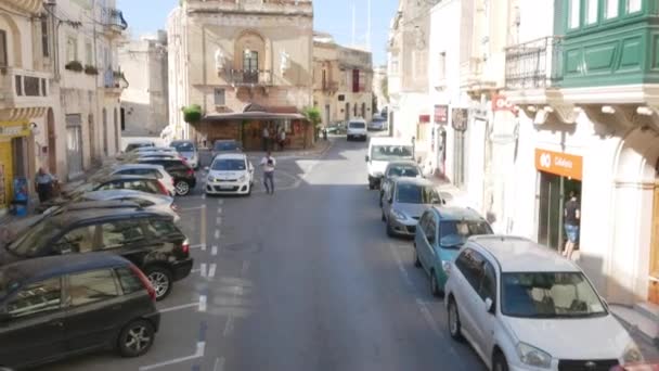 Mosta Malta Blick Auf Die Typischen Straßen Von Oben — Stockvideo