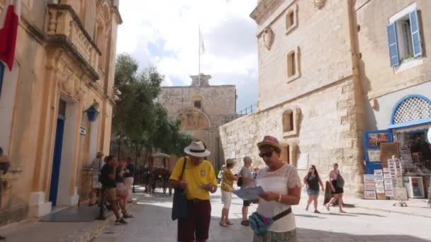 Mdina Malta Insanlar Mdina Yolunda Yürüyor — Stok video