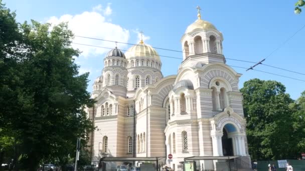 Riga Letonia Natividad Cristo Catedral Ortodoxa — Vídeos de Stock