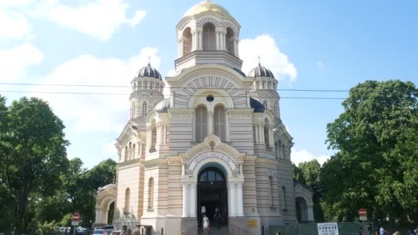 Riga Letónia Natividade Cristo Catedral Ortodoxa — Vídeo de Stock