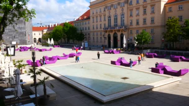 Wien Österrike Över Museumkvarterets Innergård — Stockvideo