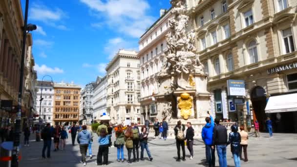 Vienna Austria View Plague Column Graben Street — Stock Video