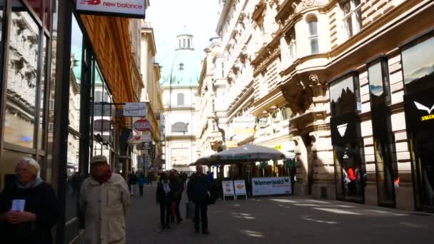 Vienna Austria View Saint Peter Church Goldschmiedgasse Street — Stockvideo