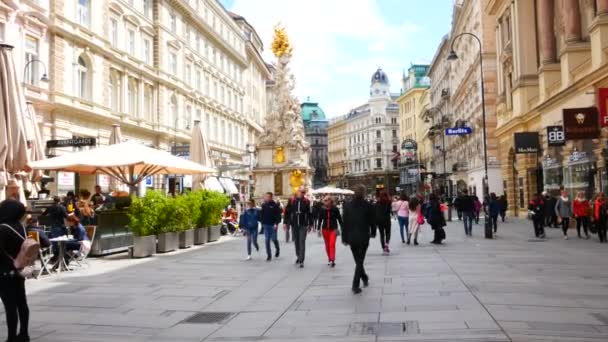 Vídeň Rakousko Turisté Ulici Graben — Stock video