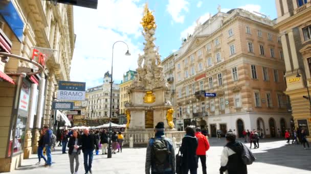 Vienna Austria Plague Column Graben Street — Stockvideo