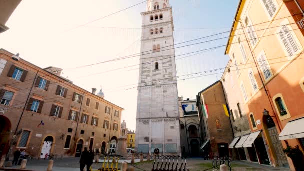 Modena Itálie Ghirlandina Zvonice Náměstí Tower Square — Stock video