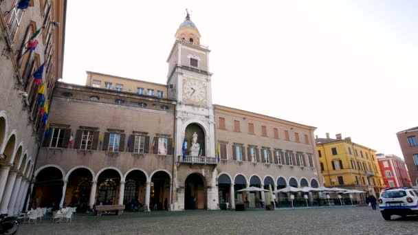 Modena Itálie Pohled Budovu Radnice Náměstí Piazza Grande — Stock video