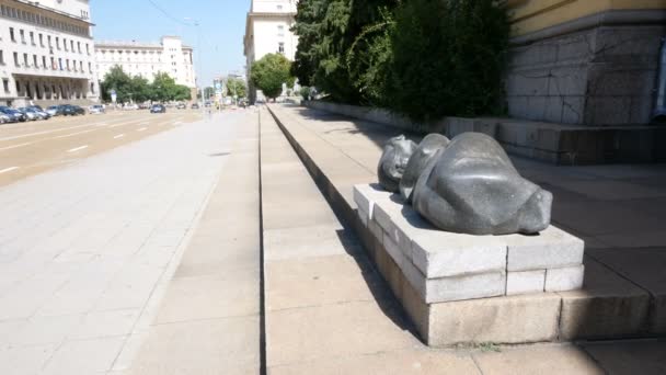Sofia Bulgarien Statue Der Knyaz Aleksandar Straße — Stockvideo