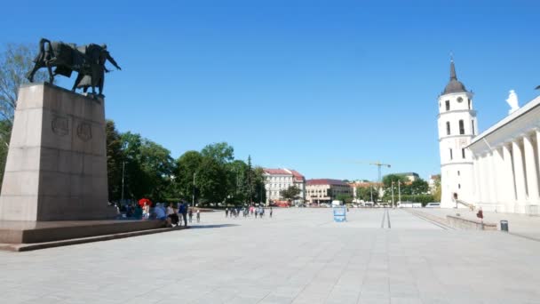 Вильнюс Литва Пан Главной Площади Вентараджо — стоковое видео