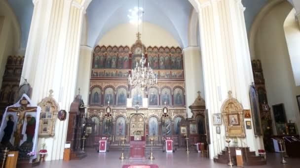 Vilnius Lituanie Incliner Vers Haut Intérieur Cathédrale Dormition Theotokos — Video