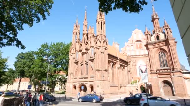 Vilnius Litouwen Gevel Van Anne Kerk Vilnius — Stockvideo