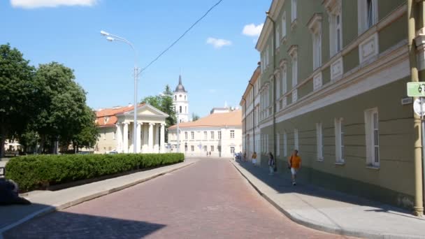 Вильнюс Литва Площадь Симонаса Даукантаса — стоковое видео