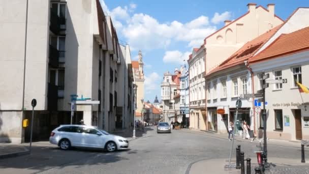 Vilnius Λιθουανία Θέα Της Οδού Pilies — Αρχείο Βίντεο