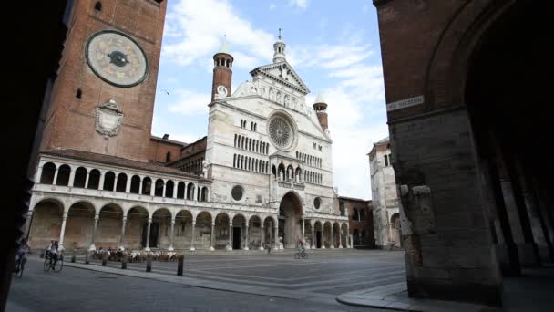 Cremona Ιταλία Θέα Του Καθεδρικού Ναού Από Στοά — Αρχείο Βίντεο
