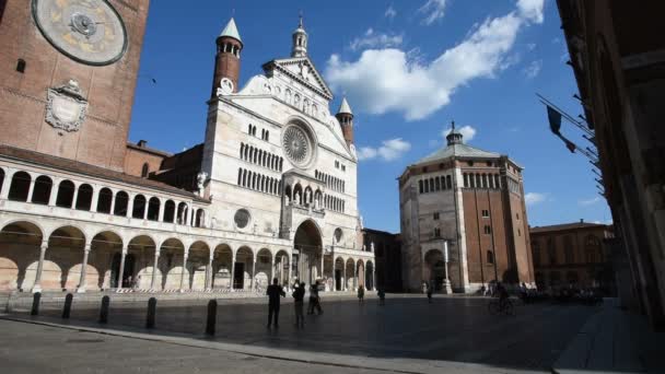 Cremona Italien Blick Auf Kathedrale Und Baptisterium — Stockvideo
