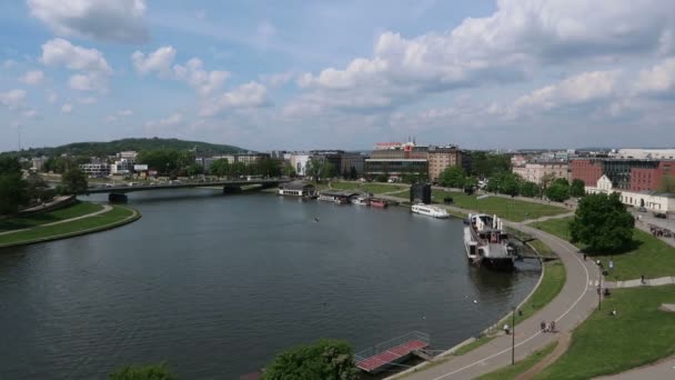 Cracovia Polonia Vista Del Río Vístula — Vídeo de stock