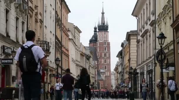 Κρακοβία Πολωνία Zoom Out Floriaska Street — Αρχείο Βίντεο