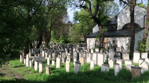 Cracovia Polonia Vista Del Cementerio Remuh — Vídeo de stock