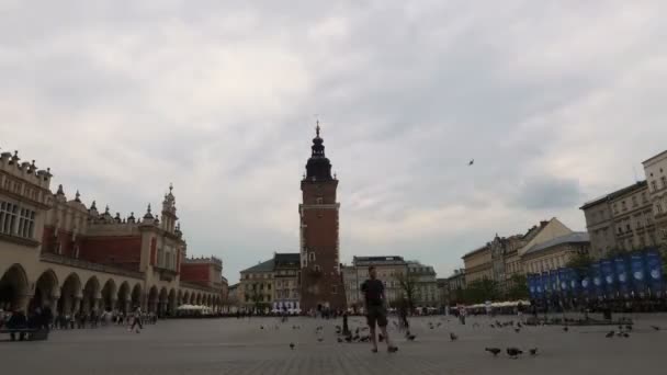 Krakov Polsko Časová Prodleva Tržiště Rynek Gwny — Stock video