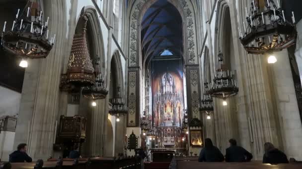 Kraków Polska Wnętrze Kościoła Trójcy Świętej — Wideo stockowe